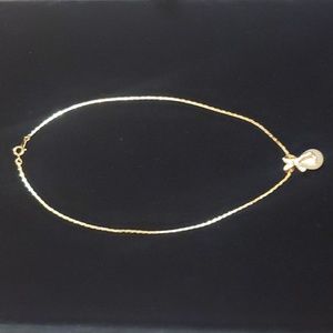 Gold Plated Necklace with bow pearl pendant